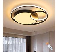 GGQEM LED Ceiling Lamps Dimmable Living Room Lamp Round Ring Designer Ceiling Lamp Modern with Remote Control Metal Acrylic Lighting Bedroom Dining Room Lights Hallway Pendant Light,Blac
