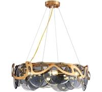 GGQEM Living Room Crystal Chandelier Lighting丨LED E14*8/*10 Modern Pendant Ceiling Light Fixture White Smudge丨Metal Contemporary Island Chandeliers Compatible with Dining Room Dimmable,