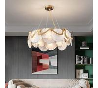 GGQEM Living Room Crystal Chandelier Lighting丨LED E14*8/*10 Modern Pendant Ceiling Light Fixture White Smudge丨Metal Contemporary Island Chandeliers Compatible with Dining Room Dimmable,