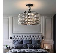 GGQEM Pendant Light Fixtures, Ceiling Light Modern and Simple Geometric Circular Black Crystal Chandelier Ceiling Lamp Hotel Rooms Suction 42 * 18.5CM