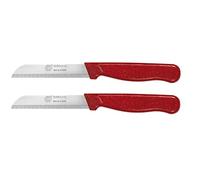 GGS Solingen Knife, Red Set of 2 Vegetable Knife Set, Fruit Knife, Tomato Knife, Steak Knives, Serrated, Dishwasher Safe, German Stainless Steel, Chef Kitchen Knife Set (Red Set of 2)