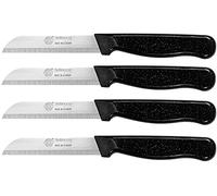 GGS Solingen Vegetable and Fruit Knife Set, Tomato and Steak Knives, Serrated, Dishwasher Safe, German Stainless Steel, Chef Kitchen Set (Black Set of 4)