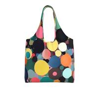 GGsdaf Abstract painting of circles Printed canvas bag, light and large capacity single-shoulder shopping bag, artistic and casual handbag