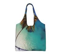 GGsdaf Beach Coconut Sunshine Printed canvas bag, light and large capacity single-shoulder shopping bag, artistic and casual handbag