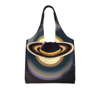 GGsdaf Beautiful Saturn Printed canvas bag, light and large capacity single-shoulder shopping bag, artistic and casual handbag