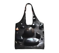 GGsdaf Black Mystery Heart Stone Printed canvas bag, light and large capacity single-shoulder shopping bag, artistic and casual handbag