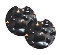 GGsdaf Black Mystery Heart Stone Printed car coasters 2-pack Portable and foldable storage Self-driving camping car supplies