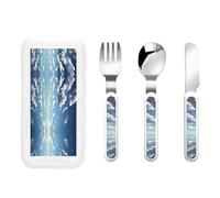 GGsdaf Blue Sky and White Clouds Patterned Tableware, Kindergarten/Home Use Children's Tableware Set (3 Pieces)