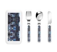 GGsdaf Cabin of The Future Patterned Tableware, Kindergarten/Home Use Children's Tableware Set (3 Pieces)