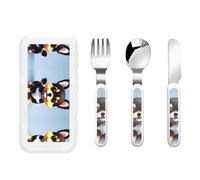 GGsdaf Card Love Fancy Puppy Patterned Tableware, Kindergarten/Home Use Children's Tableware Set (3 Pieces)