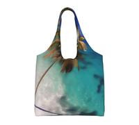 GGsdaf Caribbean Islands Printed canvas bag, light and large capacity single-shoulder shopping bag, artistic and casual handbag