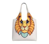 GGsdaf Cartoon cute little lion Printed canvas bag, light and large capacity single-shoulder shopping bag, artistic and casual handbag