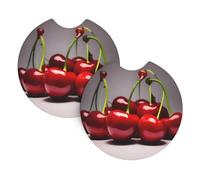 GGsdaf Chilean cherries Printed car coasters 2-pack Portable and foldable storage Self-driving camping car supplies