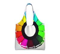 GGsdaf Colored crayon circles Printed canvas bag, light and large capacity single-shoulder shopping bag, artistic and casual handbag