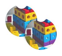GGsdaf Colorful Building Blocks Printed car coasters 2-pack Portable and foldable storage Self-driving camping car supplies