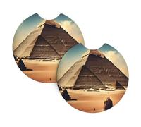 GGsdaf Dreaming of the Pyramids of Khufu Printed car coasters 2-pack Portable and foldable storage Self-driving camping car supplies