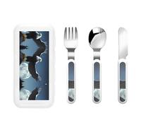 GGsdaf Eagle Under The Stars Patterned Tableware, Kindergarten/Home Use Children's Tableware Set (3 Pieces)