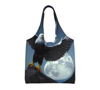 GGsdaf Eagle under the stars Printed canvas bag, light and large capacity single-shoulder shopping bag, artistic and casual handbag