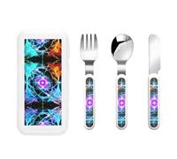 GGsdaf Eight Dimensional Space Patterned Tableware, Kindergarten/Home Use Children's Tableware Set (3 Pieces)