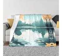 GGsdaf Fallen leaves on a tranquil lake 40"x30" Flannel Blanket - King Size - Suitable for Beds and Sofas - Luxurious Micro Plush - Comfortable and Warm Blanket