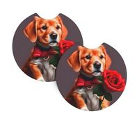 GGsdaf Gentleman-like dog Printed car coasters 2-pack Portable and foldable storage Self-driving camping car supplies