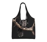 GGsdaf Late Night Owl Printed canvas bag, light and large capacity single-shoulder shopping bag, artistic and casual handbag