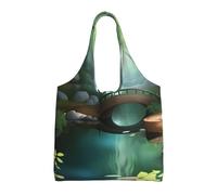 GGsdaf Little Bridge in the East Printed canvas bag, light and large capacity single-shoulder shopping bag, artistic and casual handbag