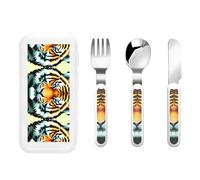 GGsdaf Little Fat Tiger Head Patterned Tableware, Kindergarten/Home Use Children's Tableware Set (3 Pieces)