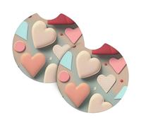 GGsdaf Love pattern Printed car coasters 2-pack Portable and foldable storage Self-driving camping car supplies
