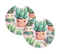 GGsdaf Lovely succulent plants Printed car coasters 2-pack Portable and foldable storage Self-driving camping car supplies