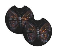 GGsdaf Mystery Butterfly Printed car coasters 2-pack Portable and foldable storage Self-driving camping car supplies