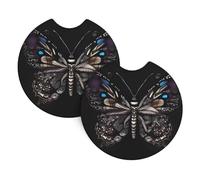 GGsdaf Science Butterfly Printed car coasters 2-pack Portable and foldable storage Self-driving camping car supplies