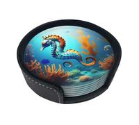 GGsdaf Seabed coral seahorse Coasters suitable for cafes beer bars coffee tables mugs home and bar settings