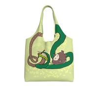 GGsdaf Sunflower seeds earthworm snake Printed canvas bag, light and large capacity single-shoulder shopping bag, artistic and casual handbag
