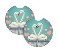 GGsdaf The swan in love Printed car coasters 2-pack Portable and foldable storage Self-driving camping car supplies
