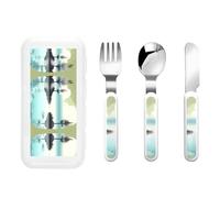 GGsdaf Tranquil Lakes Patterned Tableware, Kindergarten/Home Use Children's Tableware Set (3 Pieces)