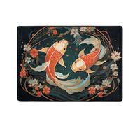 GGsdaf Two koi carps Prints soft rug, 80 x 58 inches, suitable for living rooms, studies, balconies, and bedrooms.