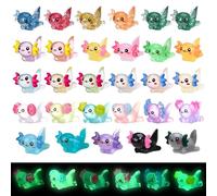 GGSTDDUP 29 Pcs Luminous Mini Resin Axolotl Glow in The Dark Little Tiny Resin Figurines Axolotl Bulk for DIY Garden Dollhouse Birthday Party Decoration Aquarium