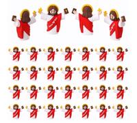 GGSTDDUP 30 Pcs Little Rubber Jesus Figures with Book Jesus Love You Mini Rubber Figurines Religious Mini Figurines for Sunday School Baptism Gifts Party Favors(Red)