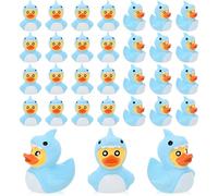 GGSTDDUP 32Pcs 3D Printed Ducks Toy Figures, Mini Ducks Bulk, Tiny Duck Figurine Dress up Toy for Party Favors Decorations for Crafts DIY Landscape Dollhouse Fairy Garden (Shark Duck)