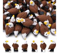 GGSTDDUP 50 Pcs Mini Resin Bald Eagle, Wildlife American Bald Eagle Garden Statue, Miniature Patriotic Bald Eagle Bird Figurines for Independence Day Party Outdoor Lawn Garden Cake Topper