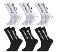 GGSTDDUP 6 Pairs Soccer Socks Non-slip Athletic Socks Men Women Grip Football Basketball Socks with Rubber Dots for Volleyball Hockey Baseball Running Athletic Socks, Black, White, Large