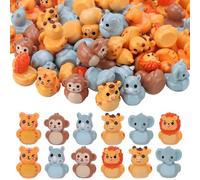 GGSTDDUP 60 Pcs Mini Resin Animals Ducks, Tiny Jungle Animal Duck Figures Giraffe Elephant Monkey Tiger Lion Rhinoceros, Miniature Duck Figurines Gift Decor for Courtyard Garden Craft (60 Pcs)