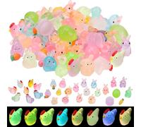 GGSTDDUP 68Pcs Easter Mini Bunny Figurines Luminous Resin Animals Tiny Rabbit Chickens Figures to Hide Miniature Figurines for Egg Fillers Easter Decorations