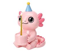 GGSTDDUP Little Pink Axolotl Cake Candle Holders, 3.15 Inch Cute Cake Topper Stand Candlestick, Mini Resin Axolotl Birthday Party Supplies for Baby Shower Birthday Party Celebration