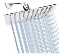 GGStudy Square 8 Inch Square Stainless Steel Shower Head - Rain Style Shower Head Chrome