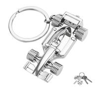 GGTTNRT 1 Pcs Racing Car Keyring, Silver & Black Keyring KeyChain, Formula 1 Metal Keychain for Cars Keys, Key Ring Accessory Formula 1 Gifts for Car Lovers, Key Chain Ring for Festival Gif (Silver)