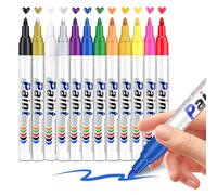 GGTTNRT 12 Colors Paint Pens Paint Markers Waterproof Oil Based Paint Pen, for Metallic, Wood, Fabric, Plastic, Glass, Mugs, Rocks, Diy Craft (Colourful-12pcs)