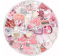 GGTTNRT 60pcs Cute Pink Stickers Laptop Stickers, Waterproof Scrapbook Stickers, Cartoon Aesthetic Girls Stickers Decorative, for Book, Luggage, Laptop, Water Cup, Skateboard (60pcs Cartoon Pink)