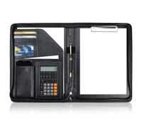 GGTTNRT Clipboard Folder, Portfolio Folder a4 with Zipped, Leather Folders for Documents a4, for Work Writing Business Conference Folder Document (Black)